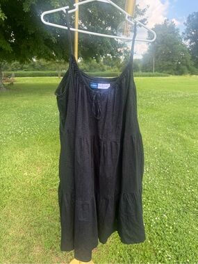 Old Navy Black Eyelet Tiered Dress with Spaghetti Straps